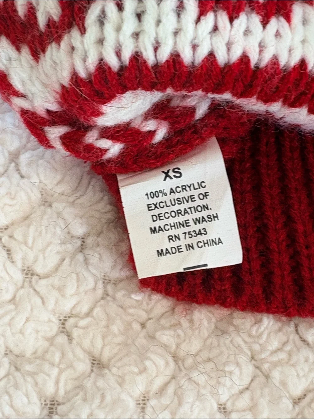 Telluride Clothing Company Red & White Reindeer Knit Dog Sweater